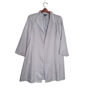 Eileen Fisher Shimmer Jacquard Open Coat Jacket Silver Gray Medium Viscose Silk
